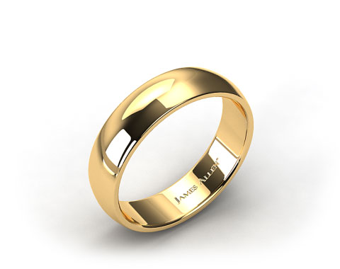 14k Yellow Gold 7mm Slightly Domed Comfort Fit Wedding Ring